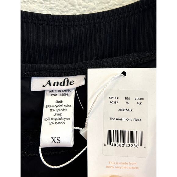 Andie Swim the Amalfi Ribbed One Piece in Black XS NWT - Picture 7 of 9